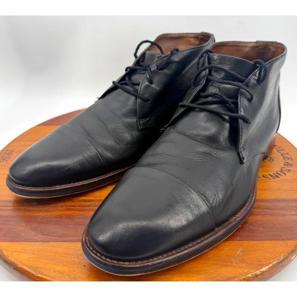 Johnston & Murphy Leather Chukka Boots Mens 9.5 Black Preppy Heritage Dressy